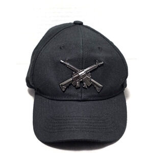 Army Performance Black Snapback Hat - Metallic Crossed Rifles Emblem